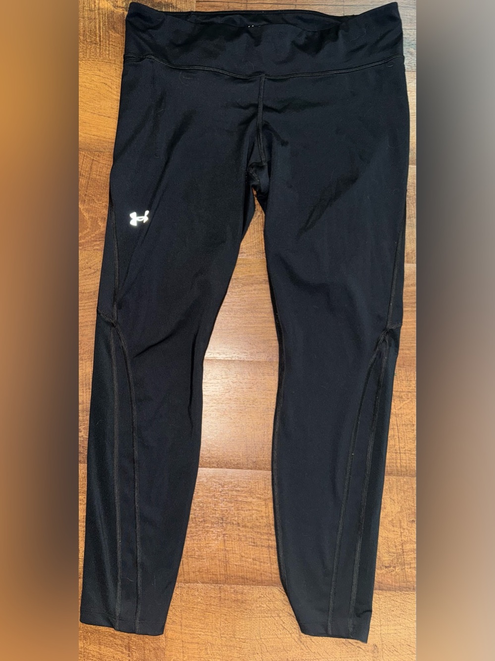 Under Armour Black Performance Leggings with White Logo XL